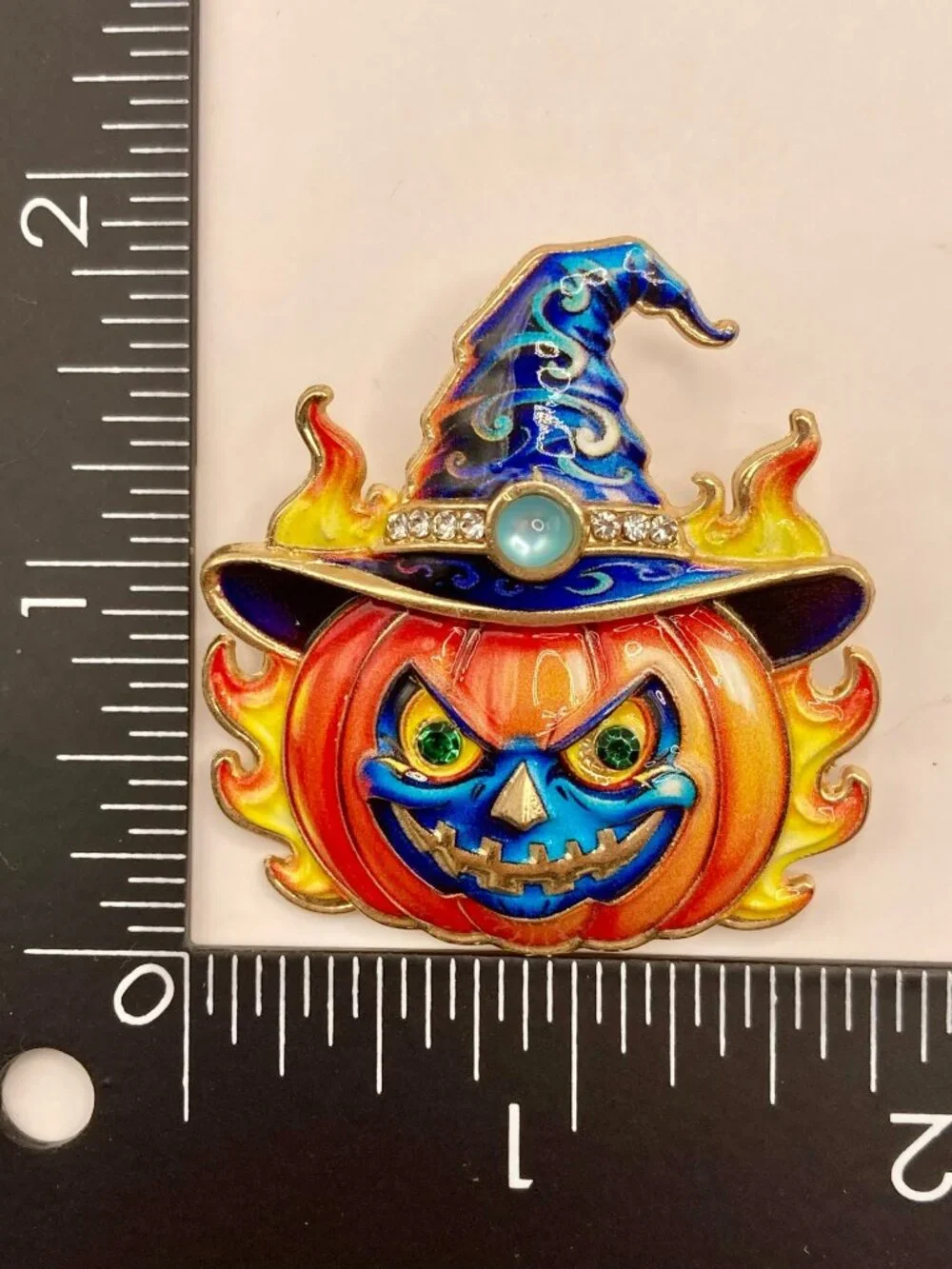 Halloween Jack-O-Lantern Witch Hat Enamel Brooch Pin -57B